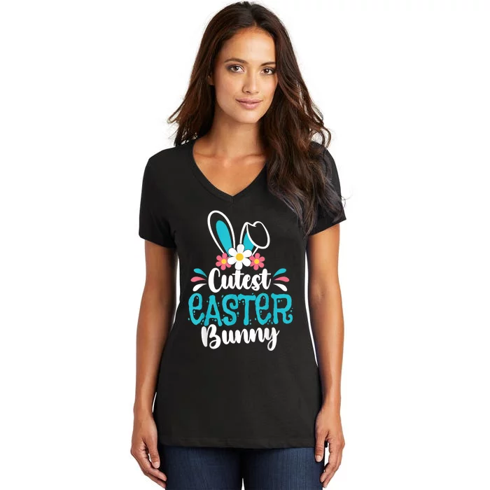 Cutest Easter Bunny Happy Easter Day For Family Matching Women's V-Neck T-Shirt