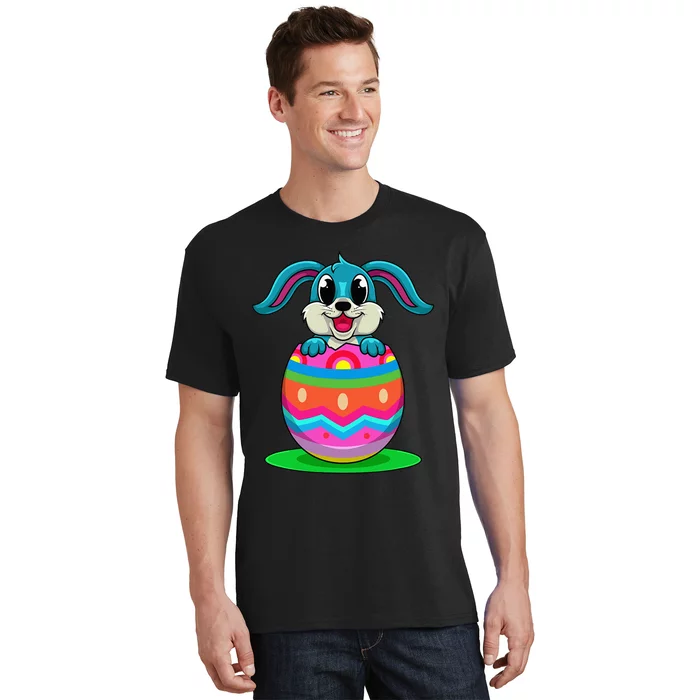 Cute Easter Bunny Looks Out Of A Colorful Easter Egg T-Shirt