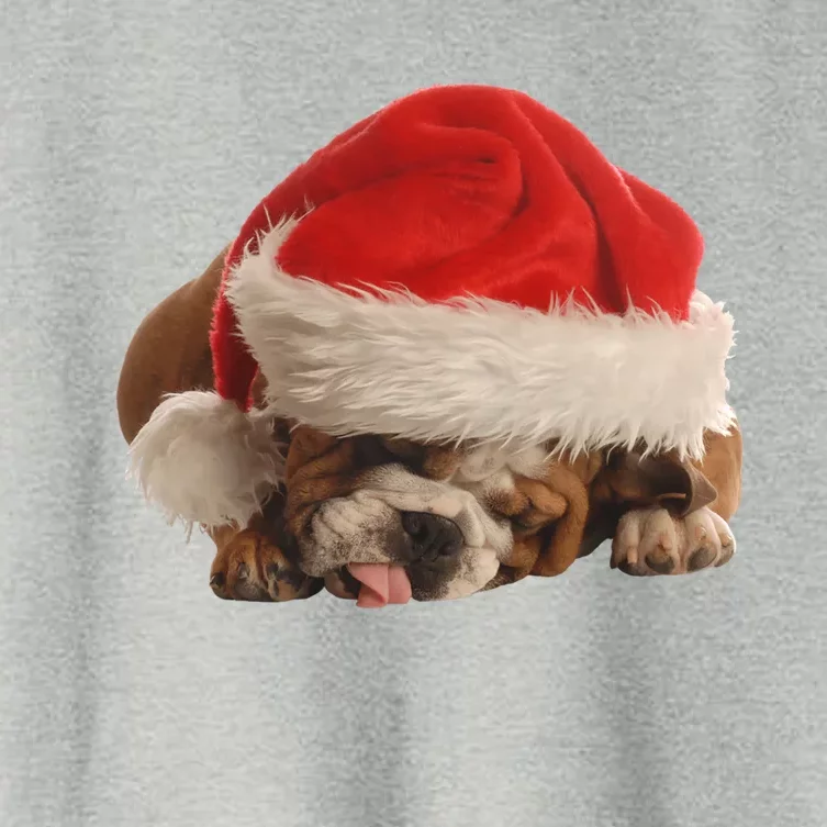 Cute English Bulldog Santa Costume Funny Christmas Bulldog Gift Women's Crop Top Tee