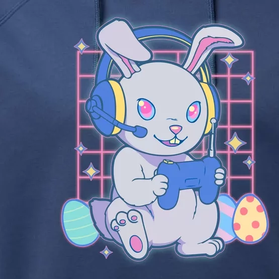 Cute Easter Bunny Rabbit Gamer Performance Fleece Hoodie