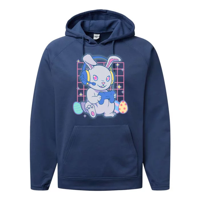 Cute Easter Bunny Rabbit Gamer Performance Fleece Hoodie