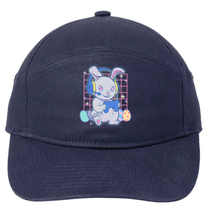 Cute Easter Bunny Rabbit Gamer 7-Panel Snapback Hat