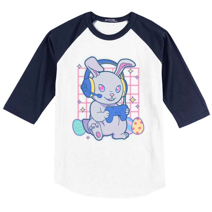 Cute Easter Bunny Rabbit Gamer Baseball Sleeve Shirt