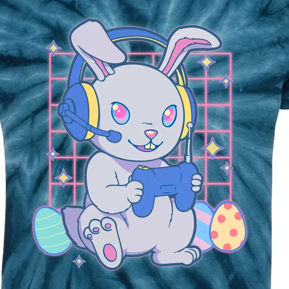 Cute Easter Bunny Rabbit Gamer Kids Tie-Dye T-Shirt