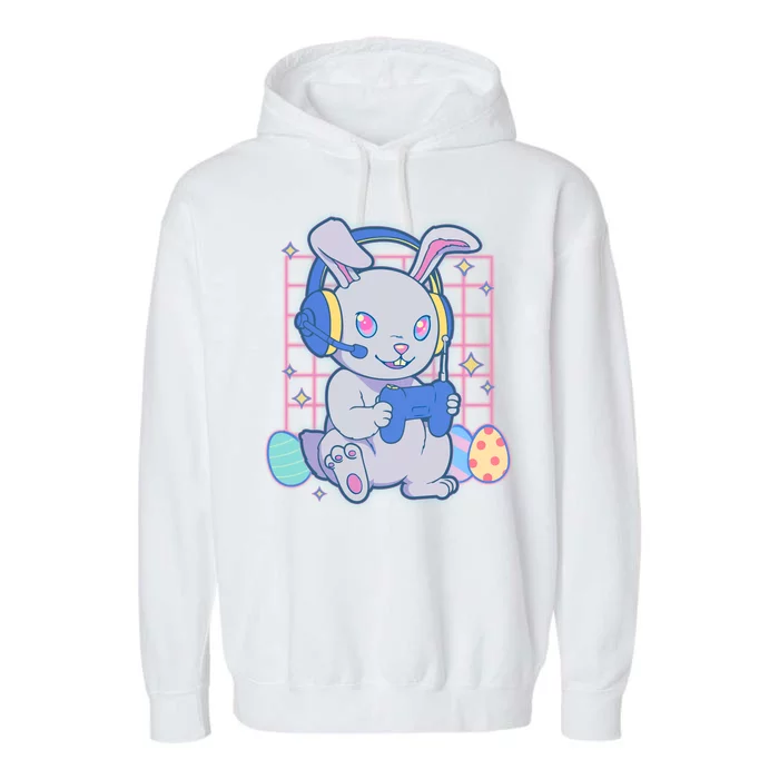 Cute Easter Bunny Rabbit Gamer Garment-Dyed Fleece Hoodie