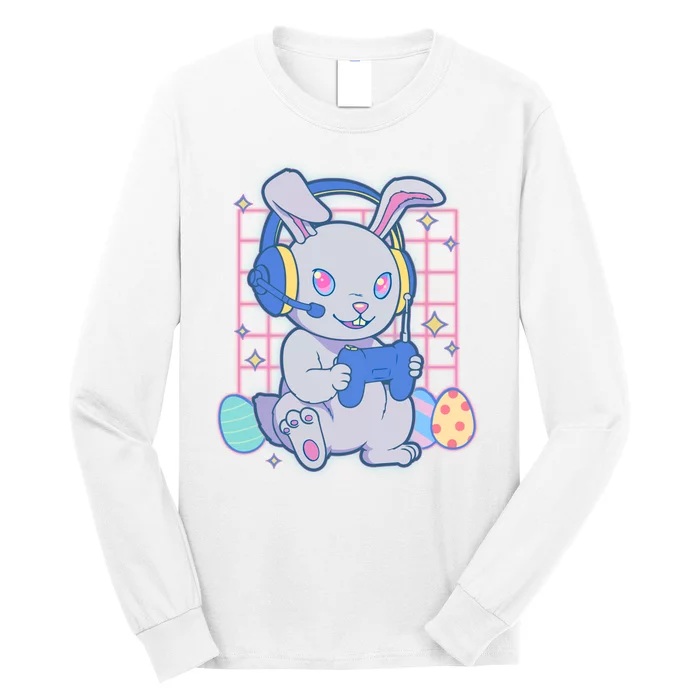 Cute Easter Bunny Rabbit Gamer Long Sleeve Shirt