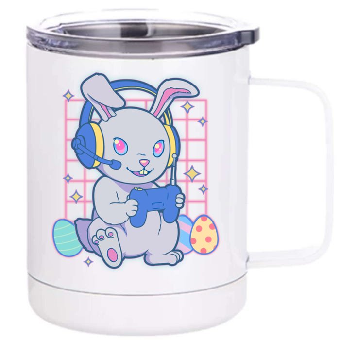 Cute Easter Bunny Rabbit Gamer Front & Back 12oz Stainless Steel Tumbler Cup