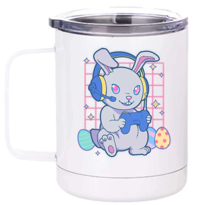 Cute Easter Bunny Rabbit Gamer Front & Back 12oz Stainless Steel Tumbler Cup