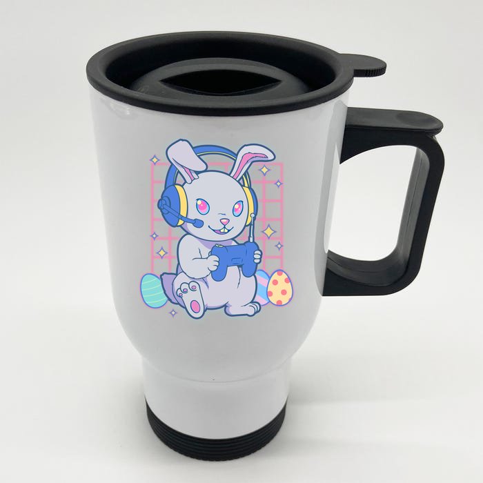 Cute Easter Bunny Rabbit Gamer Front & Back Stainless Steel Travel Mug