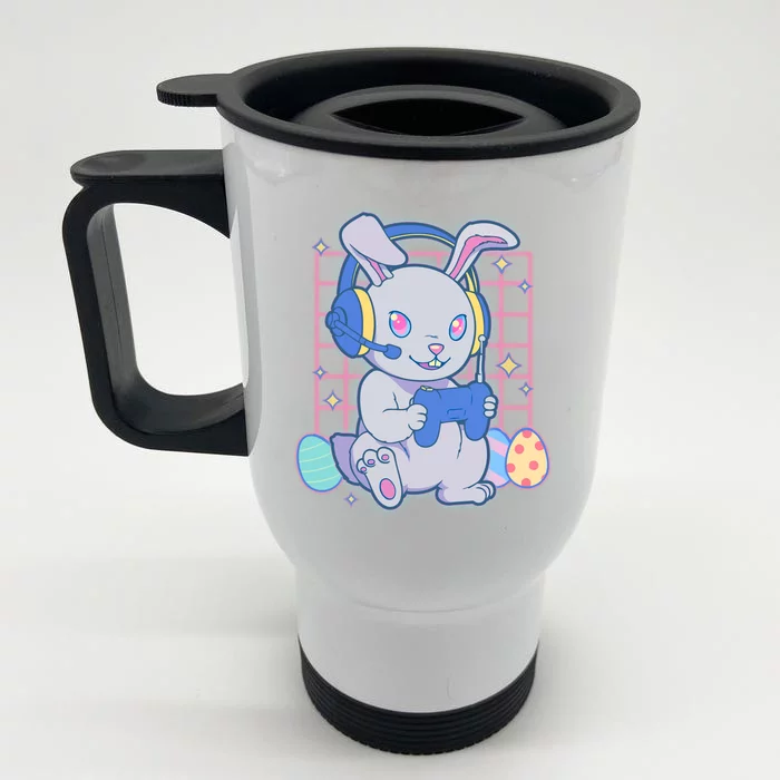 Cute Easter Bunny Rabbit Gamer Front & Back Stainless Steel Travel Mug