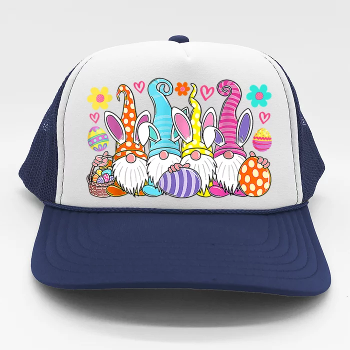 Cute Easter Bunny Spring Gnome Easter Egg Hunting And Basket Trucker Hat