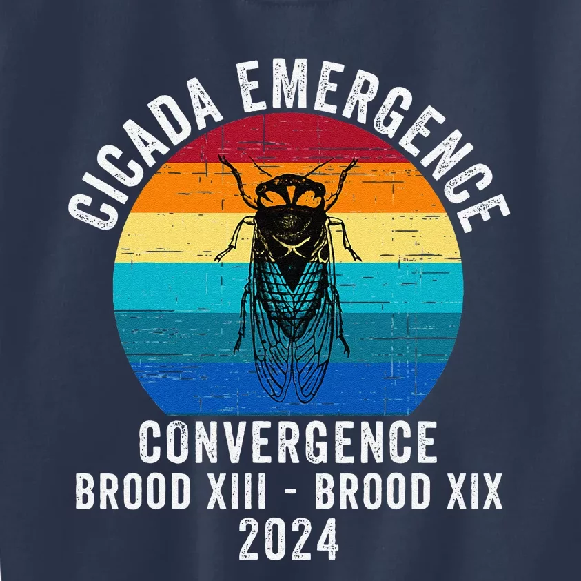 Cicada Emergence Convergence Brood Xiii Brood Xix 2024 Kids Sweatshirt