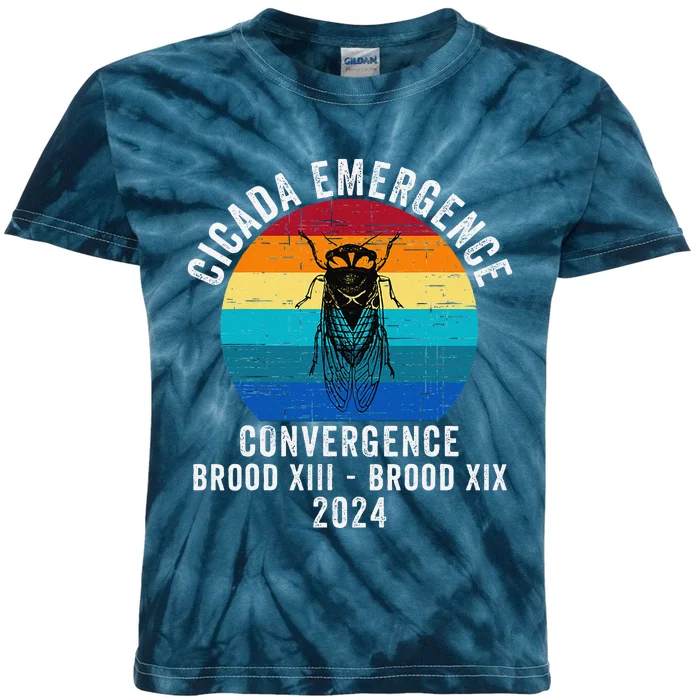 Cicada Emergence Convergence Brood Xiii Brood Xix 2024 Kids Tie-Dye T-Shirt