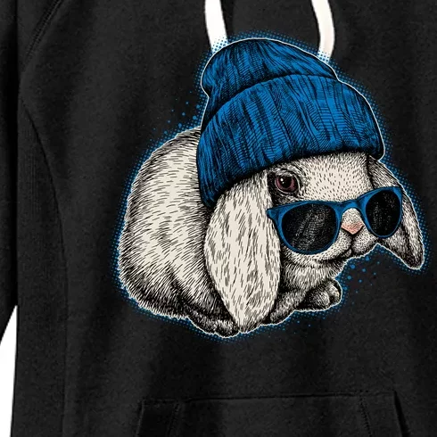 Cute Easter Cool Blue Bunny Rabbit Women's Fleece Hoodie