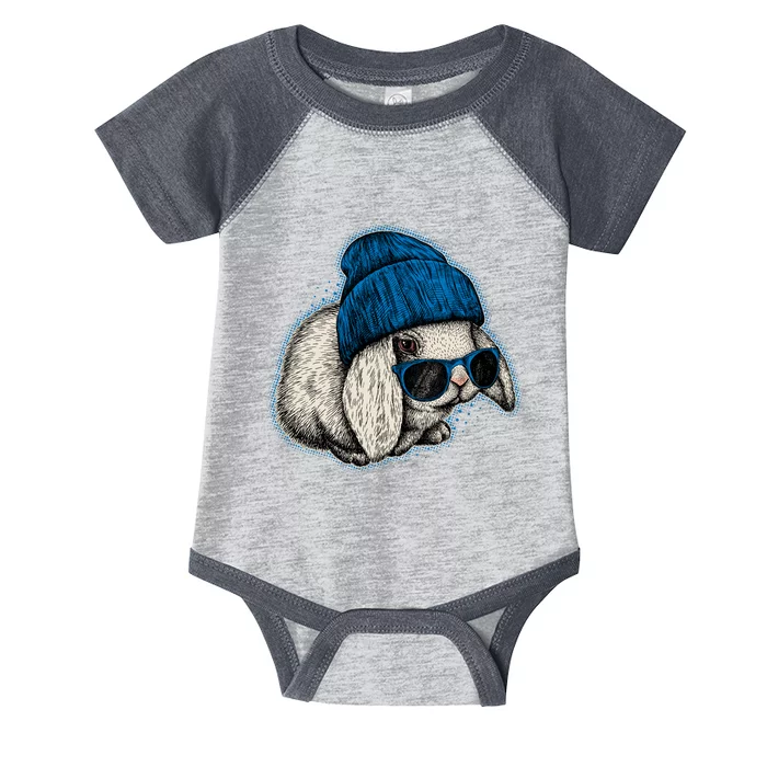 Cute Easter Cool Blue Bunny Rabbit Infant Baby Jersey Bodysuit