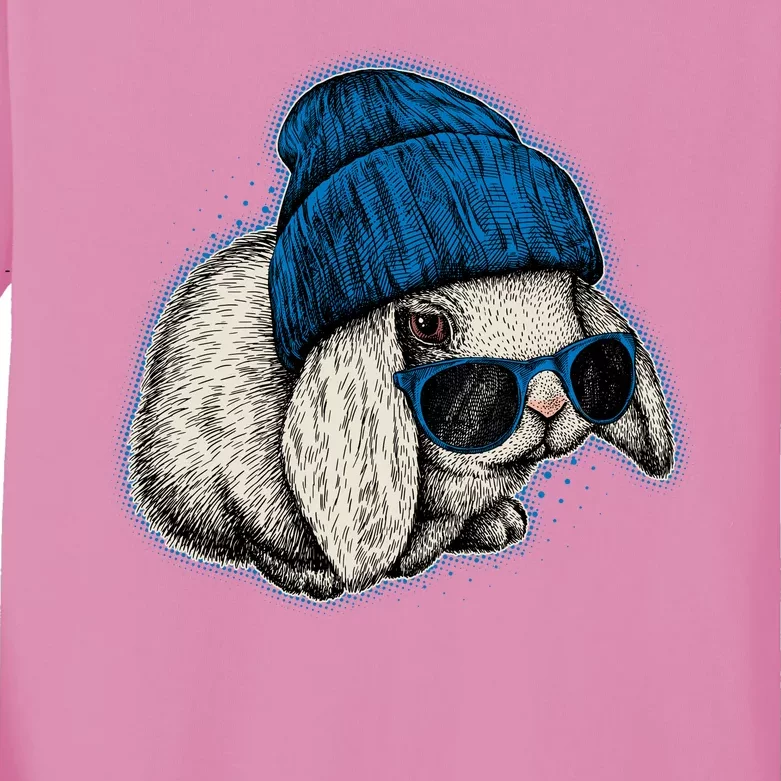 Cute Easter Cool Blue Bunny Rabbit Kids Long Sleeve Shirt