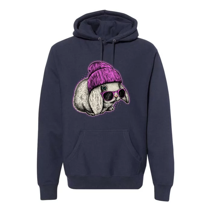 Cute Easter Cool Pink Bunny Rabbit Premium Hoodie