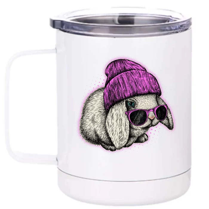 Cute Easter Cool Pink Bunny Rabbit Front & Back 12oz Stainless Steel Tumbler Cup