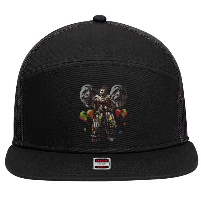 Creepy Evil Clown Balloons Horror Scary Halloween Costume 7 Panel Mesh Trucker Snapback Hat