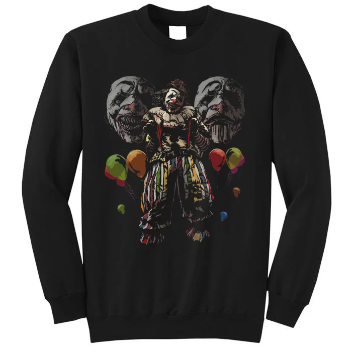 Creepy Evil Clown Balloons Horror Scary Halloween Costume Tall Sweatshirt