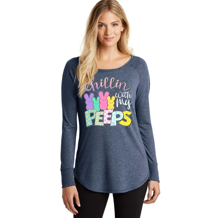 Cute Easter Chillin With My Peeps Candy Bunnies Women's Perfect Tri Tunic Long Sleeve Shirt