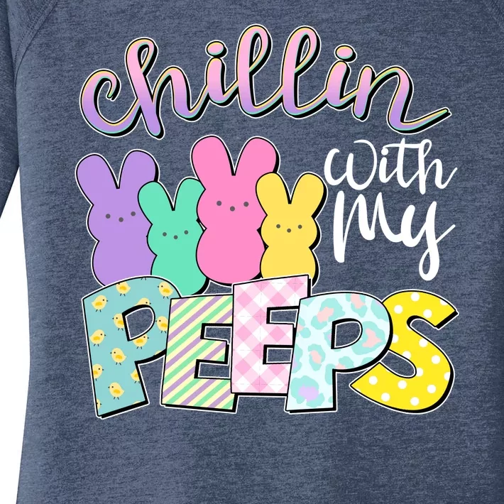 Cute Easter Chillin With My Peeps Candy Bunnies Women's Perfect Tri Tunic Long Sleeve Shirt