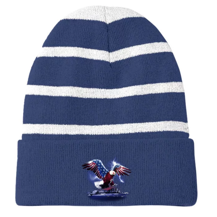 Cyborg Eagle Striped Beanie with Solid Band