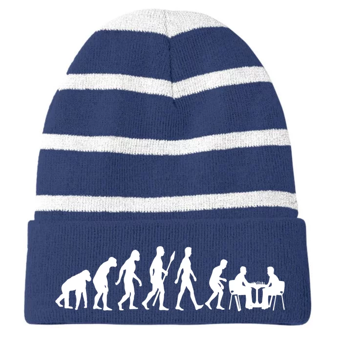 Chess Evolution Chess Board Chess Gift Striped Beanie with Solid Band