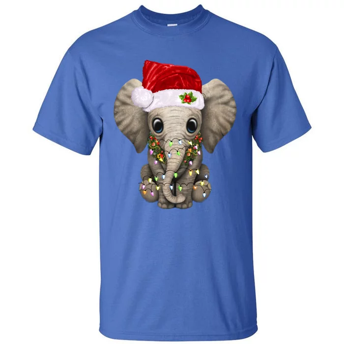 Cute Elephant Christmas Light Funny Elephant Lover Xmas Gift Tall T-Shirt