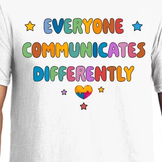 Cute Everyone Communicates Differently Autism Awareness Pajama Set