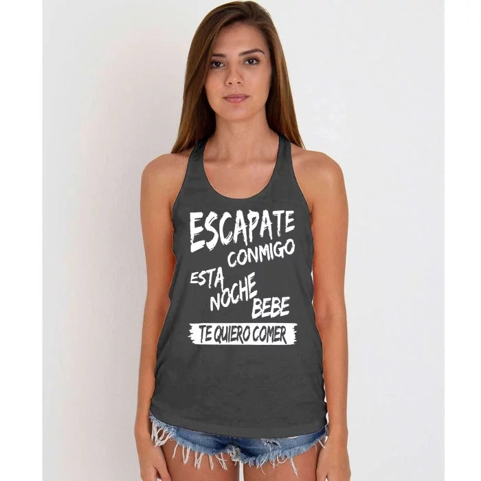 Cool Escapate Conmigo Esta Noche Bebe Women's Knotted Racerback Tank