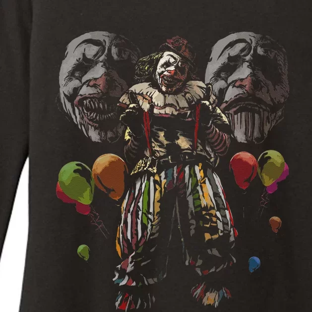 Creepy Evil Clown Balloons Horror Scary Halloween Costume Womens CVC Long Sleeve Shirt