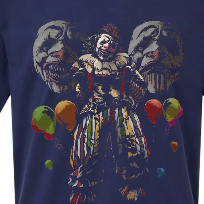 Creepy Evil Clown Balloons Horror Scary Halloween Costume Sueded Cloud Jersey T-Shirt