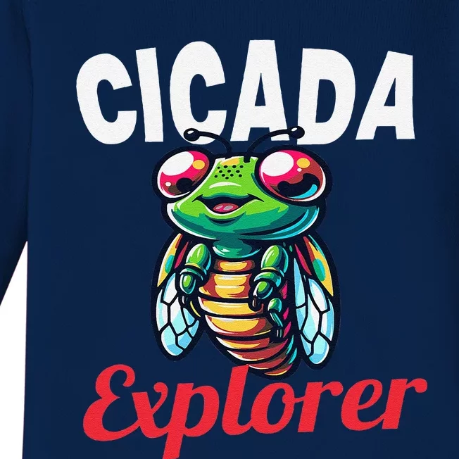 Cicada Explorer Cute Summer Bug Adventure Baby Long Sleeve Bodysuit