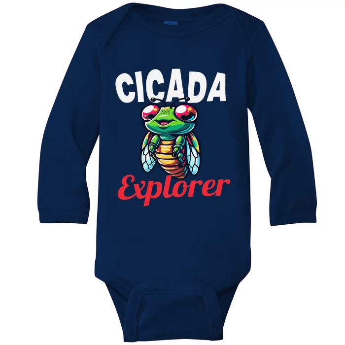 Cicada Explorer Cute Summer Bug Adventure Baby Long Sleeve Bodysuit