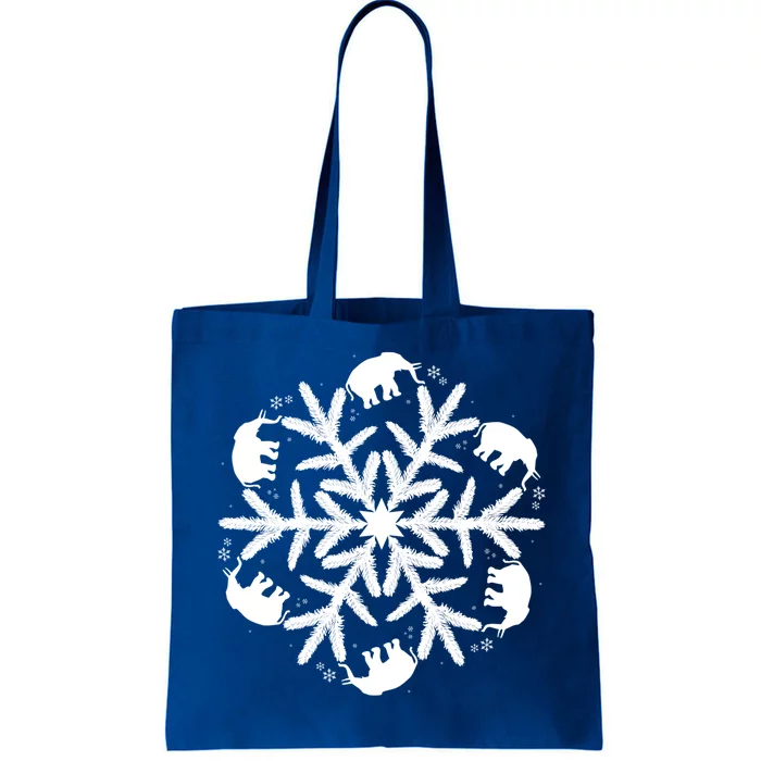 Christmas Elephant Cute Gift Winter Snowflake Gift Tote Bag