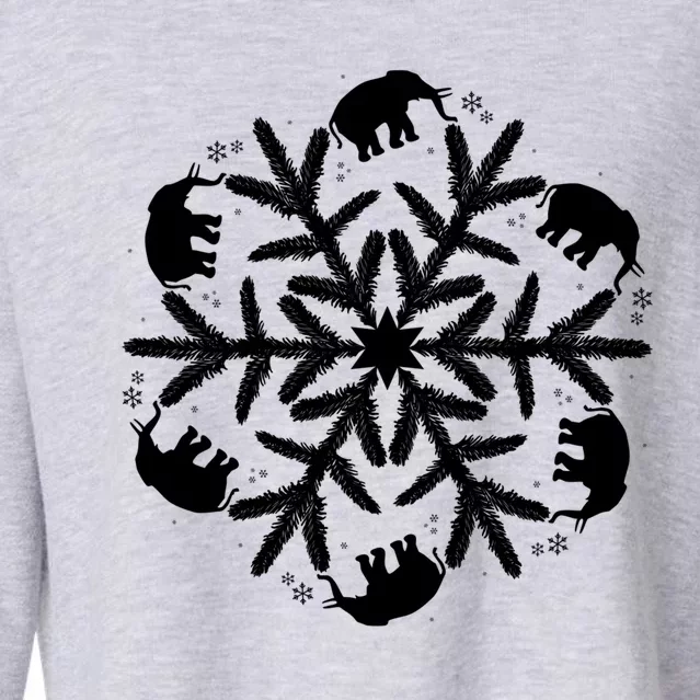 Christmas Elephant Cute Gift Winter Snowflake Gift Cropped Pullover Crew