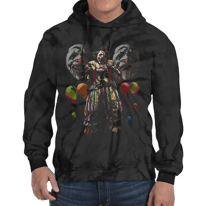 Creepy Evil Clown Balloons Horror Scary Halloween Costume Tie Dye Hoodie