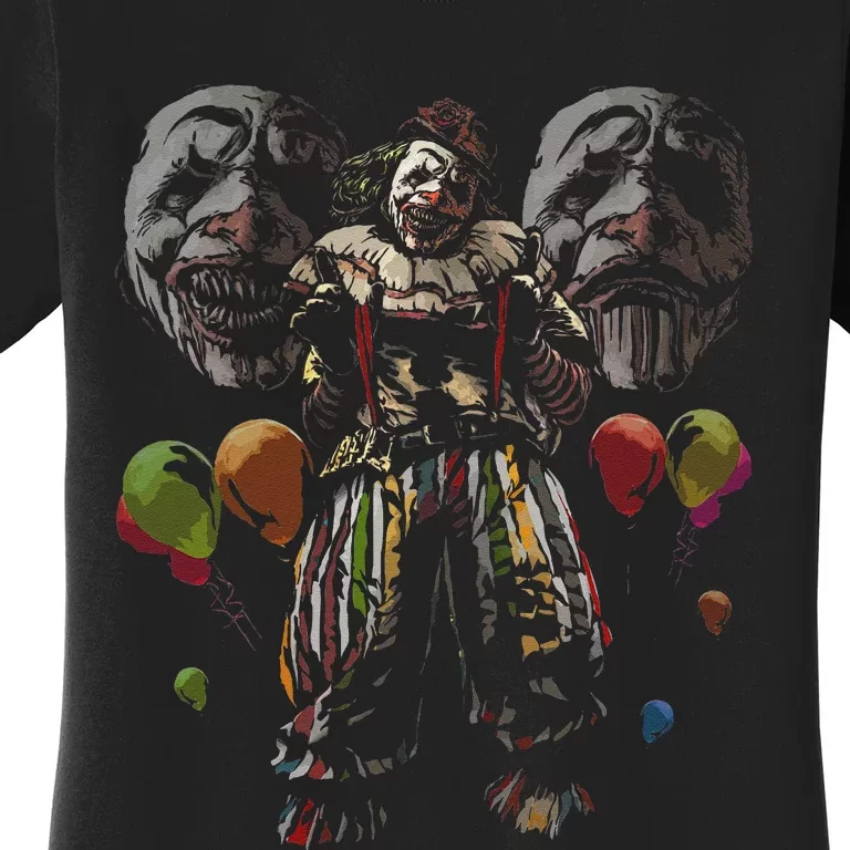 Creepy Evil Clown Balloons Horror Scary Halloween Costume Women's T-Shirt