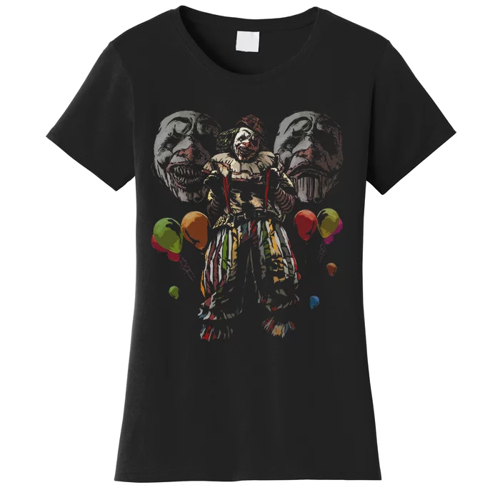 Creepy Evil Clown Balloons Horror Scary Halloween Costume Women's T-Shirt