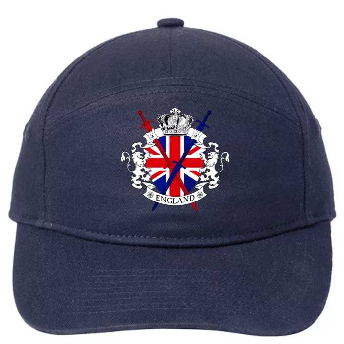 Cool England Crown Shield With Swords 7-Panel Snapback Hat