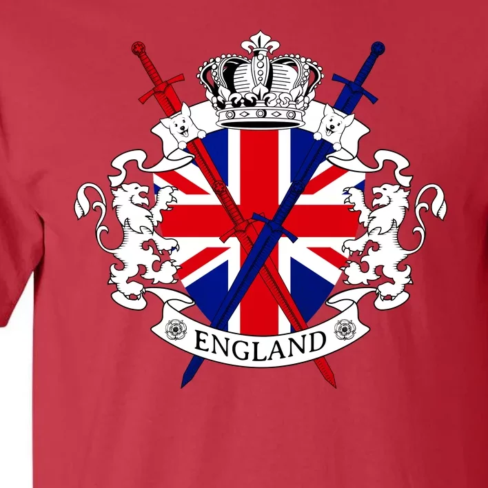 Cool England Crown Shield With Swords Tall T-Shirt