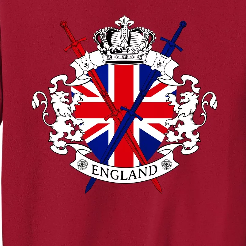 Cool England Crown Shield With Swords Tall Sweatshirt