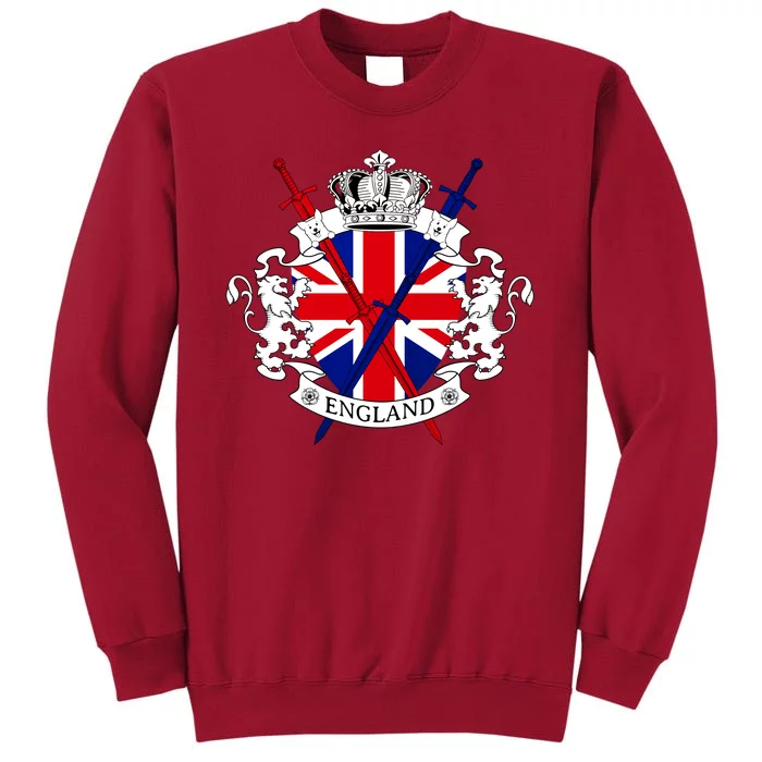 Cool England Crown Shield With Swords Tall Sweatshirt