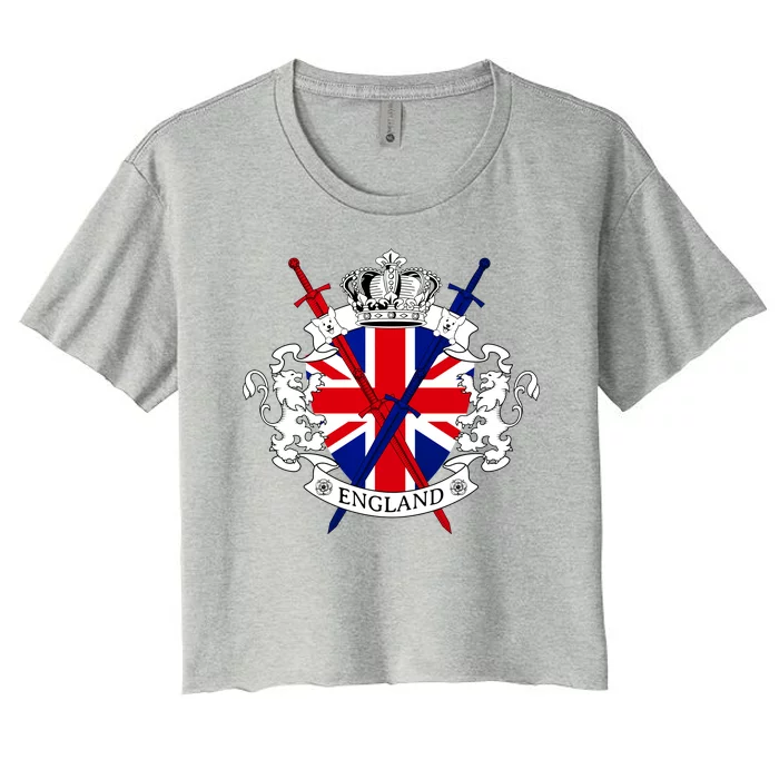 Cool England Crown Shield With Swords Women's Crop Top Tee