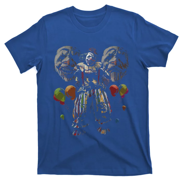 Creepy Evil Clown Balloons Horror Scary Halloween Costume T-Shirt