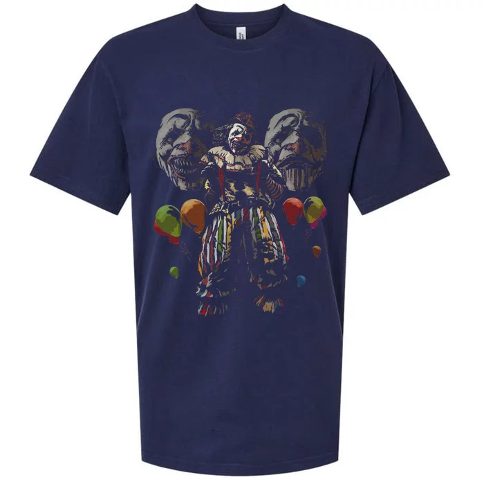 Creepy Evil Clown Balloons Horror Scary Halloween Costume Sueded Cloud Jersey T-Shirt