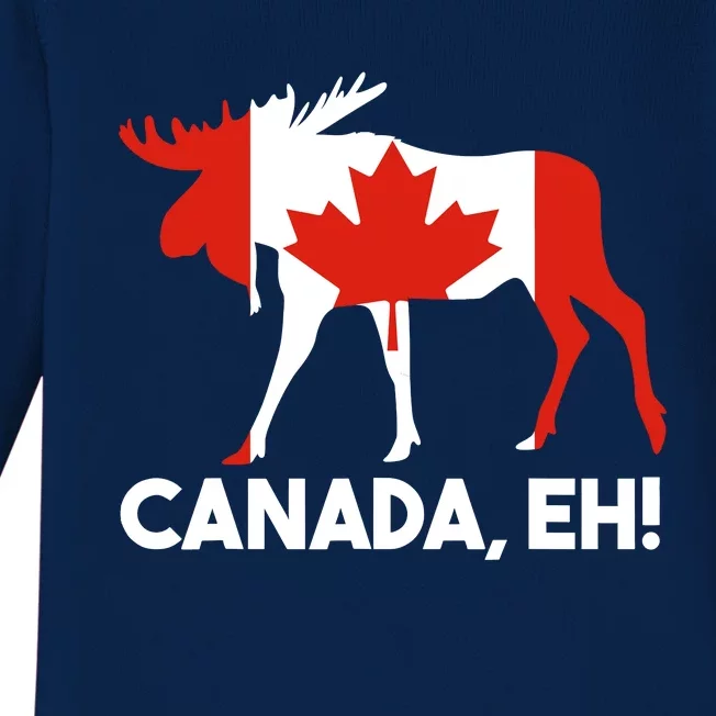 Canada Eh! Canadian Flag Baby Long Sleeve Bodysuit