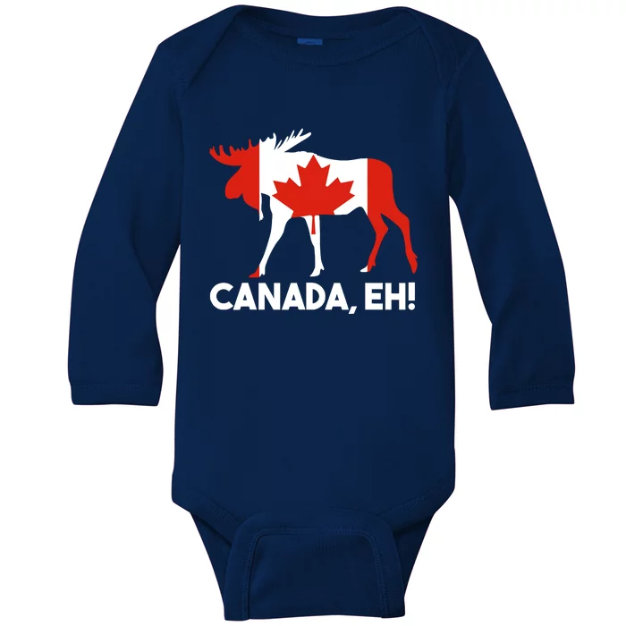 Canada Eh! Canadian Flag Baby Long Sleeve Bodysuit