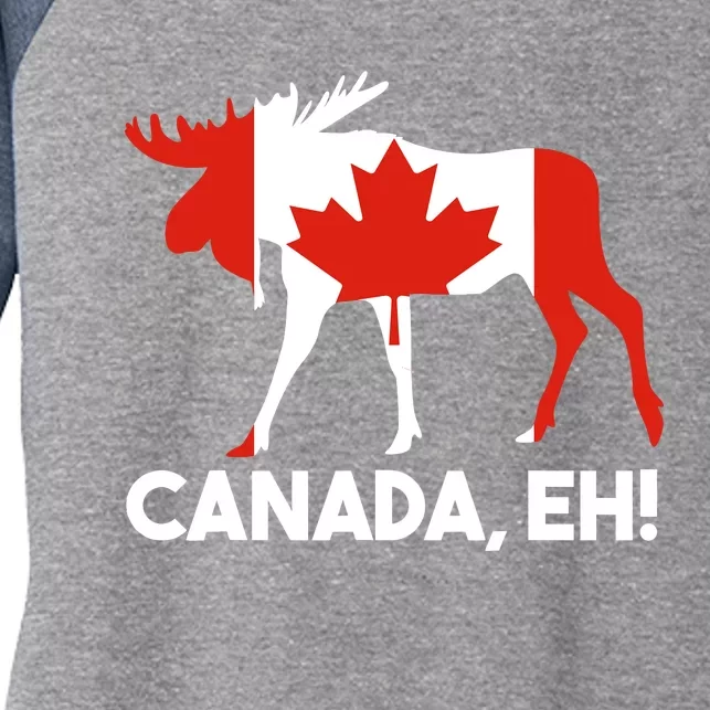 Canada Eh! Canadian Flag Women's Tri-Blend 3/4-Sleeve Raglan Shirt